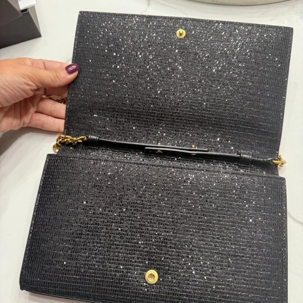SAINT LAURENT  (YSL) Rare Glitter Chain Crossbody & Clutch Bag - Picture 11 of 13